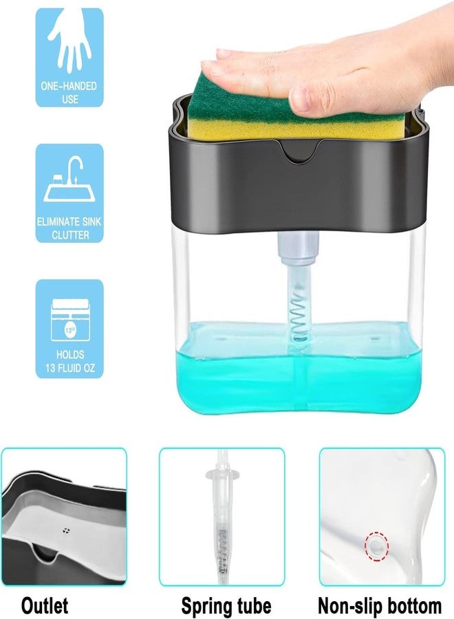 ARCK 2 in 1 Soap Dispenser for Bathroom Accessories Dishwasher Liquid Holder Liquid Dispenser Pump 400 ML with Sponge Holder Kitchen Sink Accessories Items (Multi-Color, Pack of 2) - Image 2