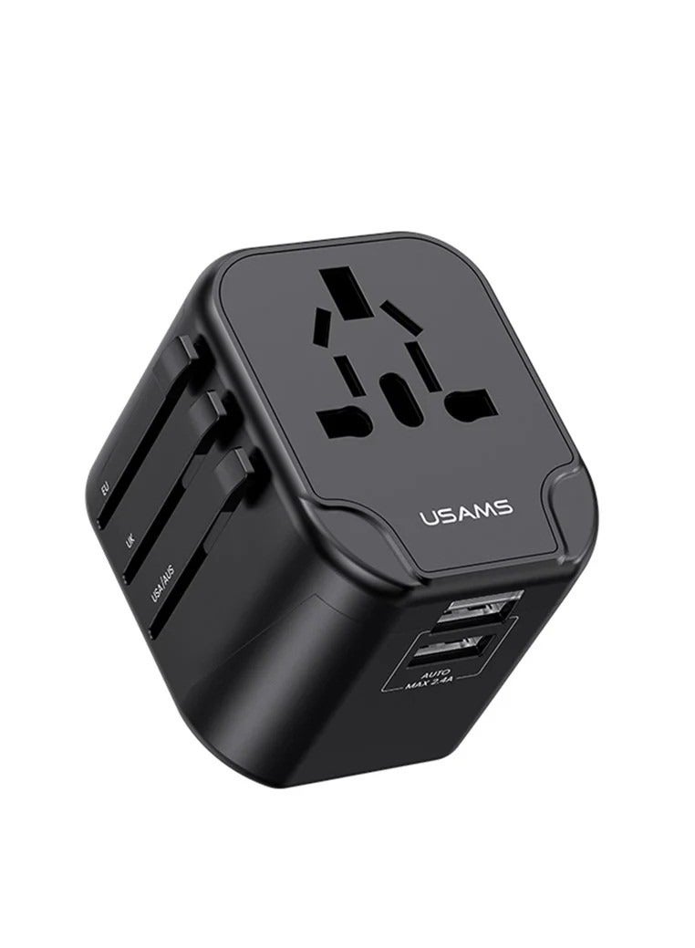 USAMS US-CC173 T55 12W Dual USB Universal Travel Charger US / AU / EU / UK Plug Converter - Image 1