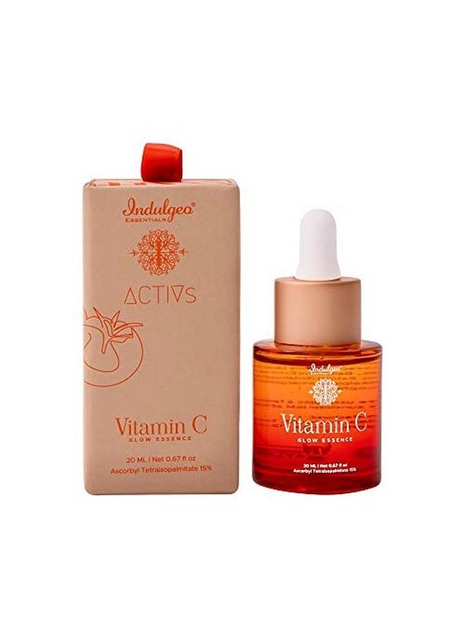Indulgeo ESSENTIALS Vitamin C Glow Essence 20 Ml Safe Paraben Sulphate Free Ascorbyl Tetraisopalmitate Jojoba Oil Sugarcane Squalane Tomato Extract  - Image 1