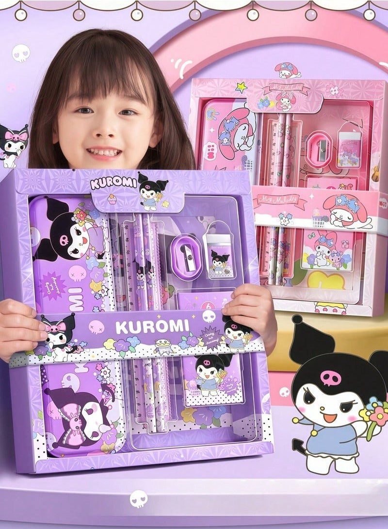 kuromi Kuromi student stationery set, school supplies gift box set, suitable for primary school students, including pencils, erasers, pencil sharpeners, etc., back to school season birthday gifts  - Image 1