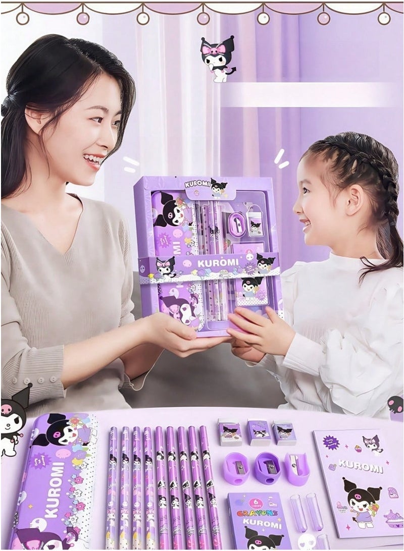 kuromi Kuromi student stationery set, school supplies gift box set, suitable for primary school students, including pencils, erasers, pencil sharpeners, etc., back to school season birthday gifts  - Image 3
