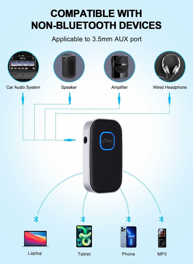 Bluetooth Aux Adapter for Cars, Wireless Bluetooth Receiver with Noise Reduction, Bluetooth 5.0 Technology - Image 2