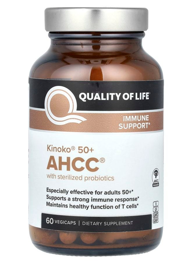 Quality of Life Kinoko 50+ AHCC with Sterilized Probiotics 60 Vegicaps 