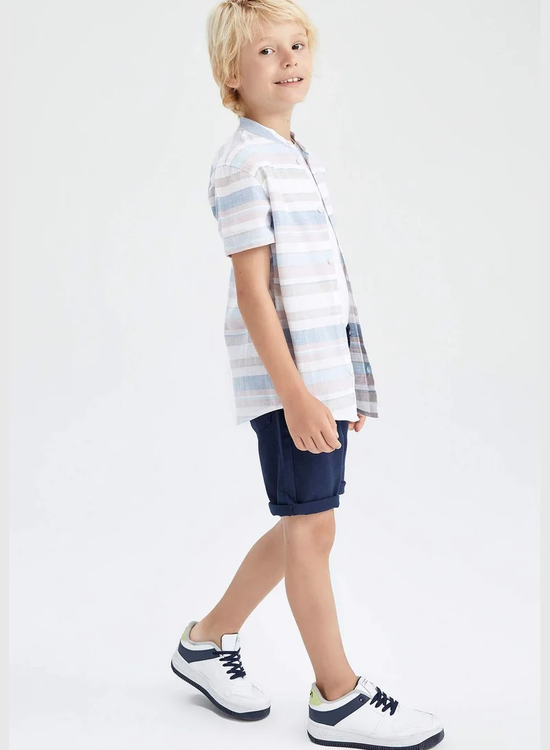 DeFacto Boy Stand Up Collar Woven Short Sleeve Shirt