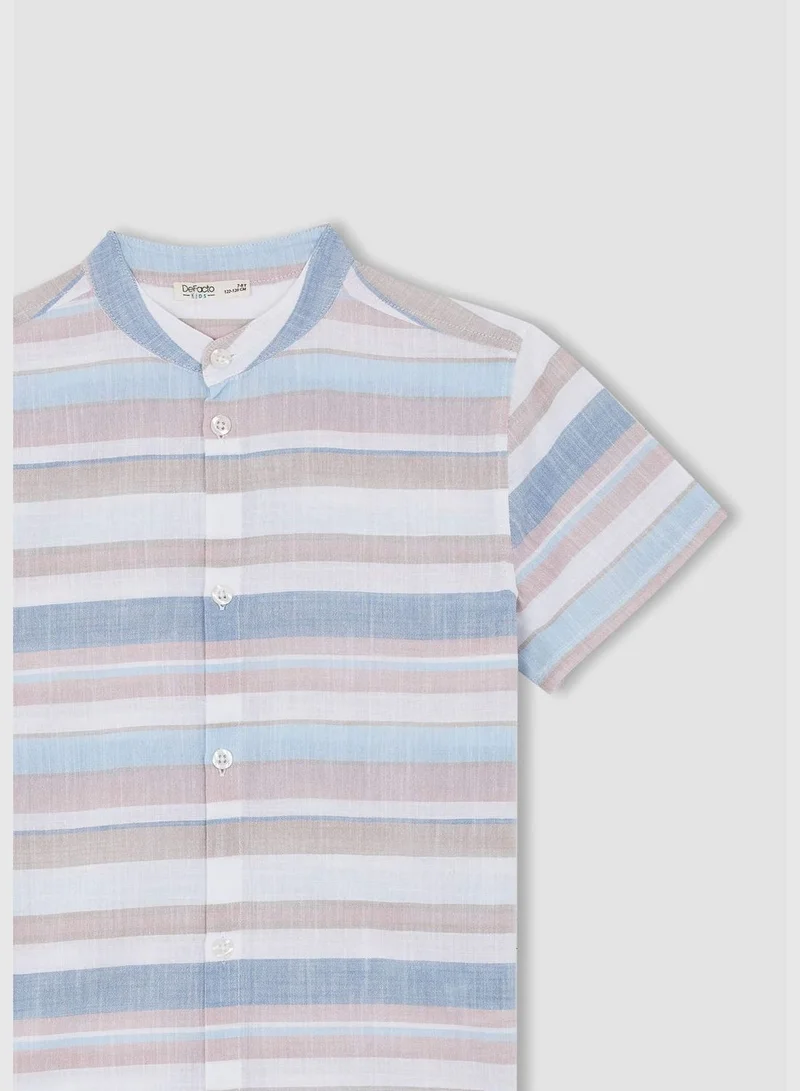 DeFacto Boy Stand Up Collar Woven Short Sleeve Shirt
