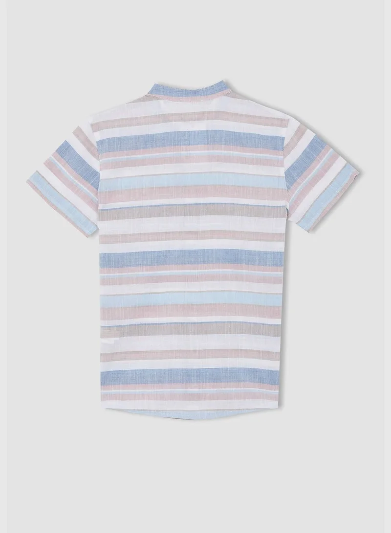 DeFacto Boy Stand Up Collar Woven Short Sleeve Shirt