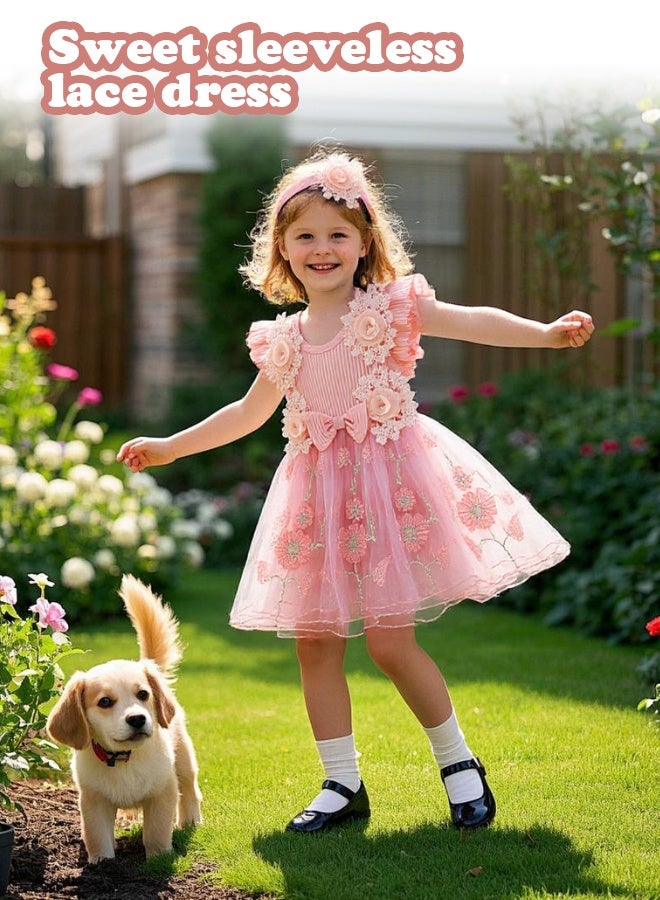 Soft Touch Baby Dress, Baby Girl Princess Romper Dress, Infant Clothes, Baby Outfit, Toddler Casual Bowknot Bodysuit, Toddler Flowers Lace Clothes with Headband, Princess Costume for 3-6 Months Babies - Image 5