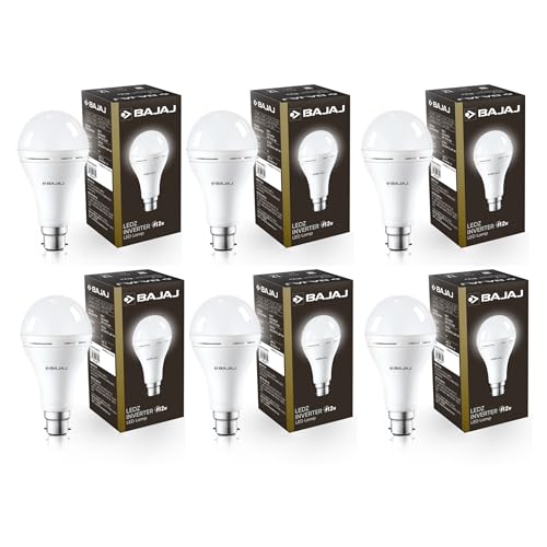 Bajaj LEDZ 12W Rechargeable Emergency Inverter LED Bulb | Cool Day Light | Upto 4 Hours Battery | B22D | 1 Year - Warranty (Pack of 6, White) - Image 1