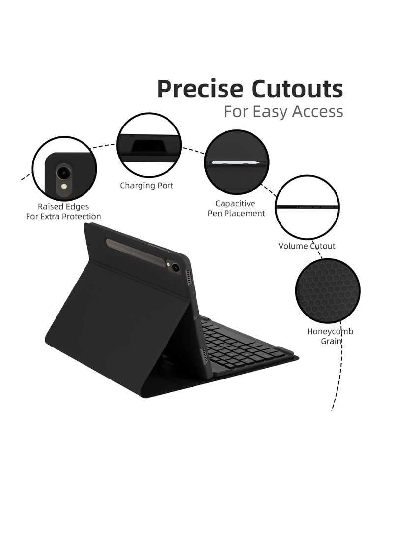 Case with Keyboard for Samsung Galaxy Tab S7 S8 S9 S9FE 11 inch,7 Color Rainbow Backlit Detachable Keyboard Magnetic Case with Pen Slot for Samsung Tablet S7 S8 S9 S9FE-Black - Image 3