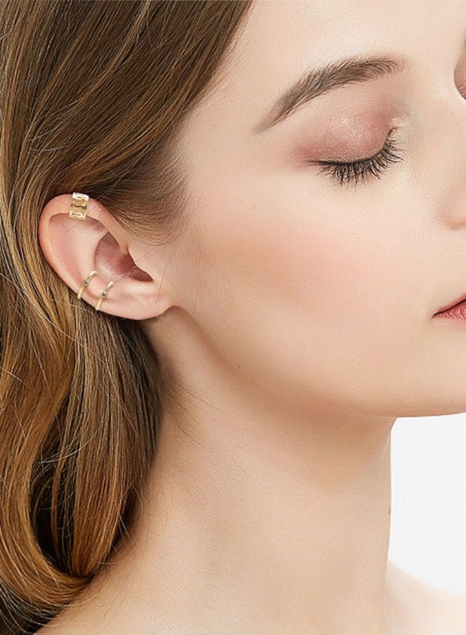 HAWAWA 6 Pairs Stainless Steel Fake Ear Clips Set Without  Piercing Earrings for Women Hoop Ear Cuffs Helix Cartilage Clip on Earrings Set , 6 Various Styles - Image 4