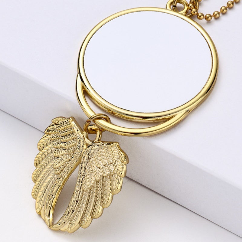 10 Pcs Heat Sublimation Car Keychain Ornament Decorations, Angel Wing Shape Blank Hot Transfer Printing Pendant Jewelry Making（Golden） - Image 1