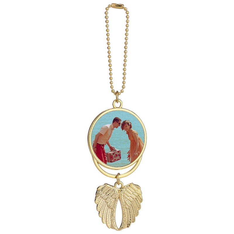 10 Pcs Heat Sublimation Car Keychain Ornament Decorations, Angel Wing Shape Blank Hot Transfer Printing Pendant Jewelry Making（Golden） - Image 2