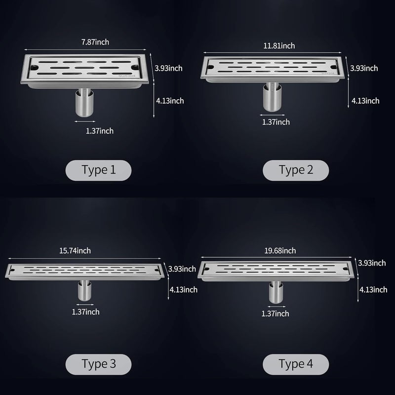 YueStar 12 Inch Rectangle Linear Shower Drain with Removable Strainers -Odor -clogging Hair Stopper Catcher Sink Brushed Strainer Stainless Steel Drain Protectors Bathroom Floor Drainer - Image 5