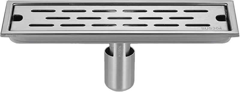 YueStar 12 Inch Rectangle Linear Shower Drain with Removable Strainers -Odor -clogging Hair Stopper Catcher Sink Brushed Strainer Stainless Steel Drain Protectors Bathroom Floor Drainer - Image 1