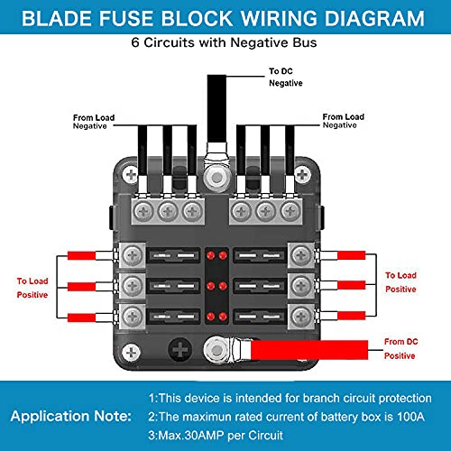 tatida 6 Way Fuse Block,12V Blade Fuse 6 Circuit ATC/ATO Waterproof Fuse Box Holder with LED Indicator Waterpoof Cover for 12V/24V Automotive Truck Boat Marine RV Van Vehicle - Image 5
