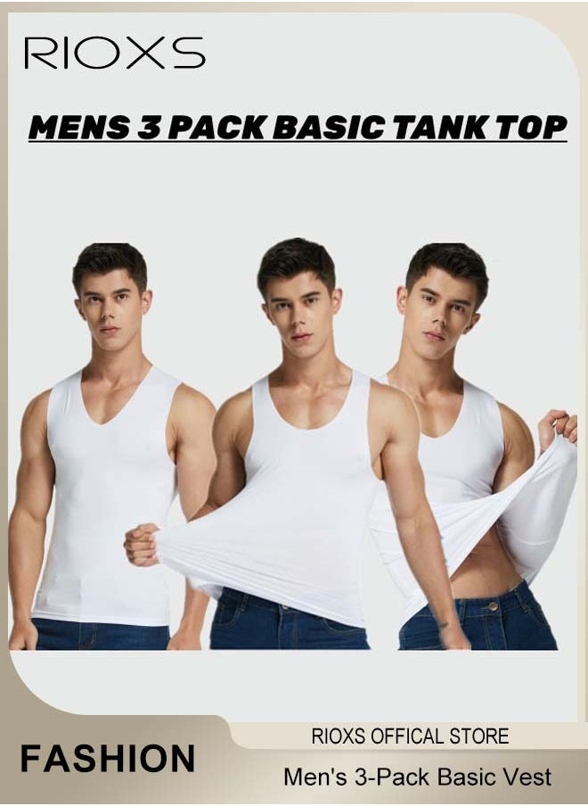 RIOXS - Men's 3-Pack Basic Workout Tank Top Set Athletic Muscle Tops Bodybuilding Quick Dry Sleeveless T-Shirt - Image 1