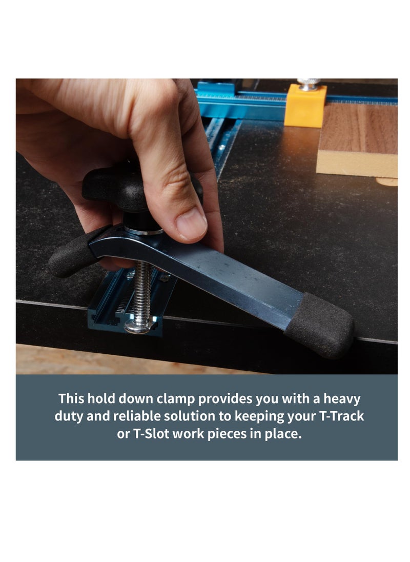 T-Track Hold Down Clamp, Double Cut Profile Universal T-Track Clamps,  T Track for Woodworking Jigs and Fixtures, 5-1/2" L x 1-1/8" W, 2 Pack, T Track Clamps for Woodworking