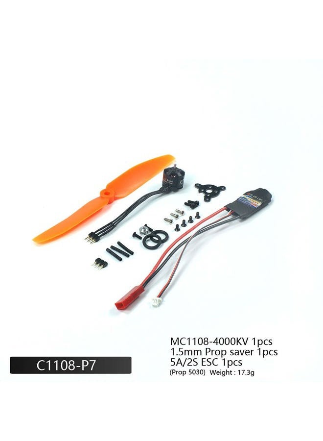 VilogaRC 2S 7.4V Micro Brushless Motor MC1108-4000KV with 1S/2S 5A ESC+5030 Prop Power Combo Used for Fixed Wing Micro Indoor Airplane F3P Model Airplane (C1108-P7) - Image 2