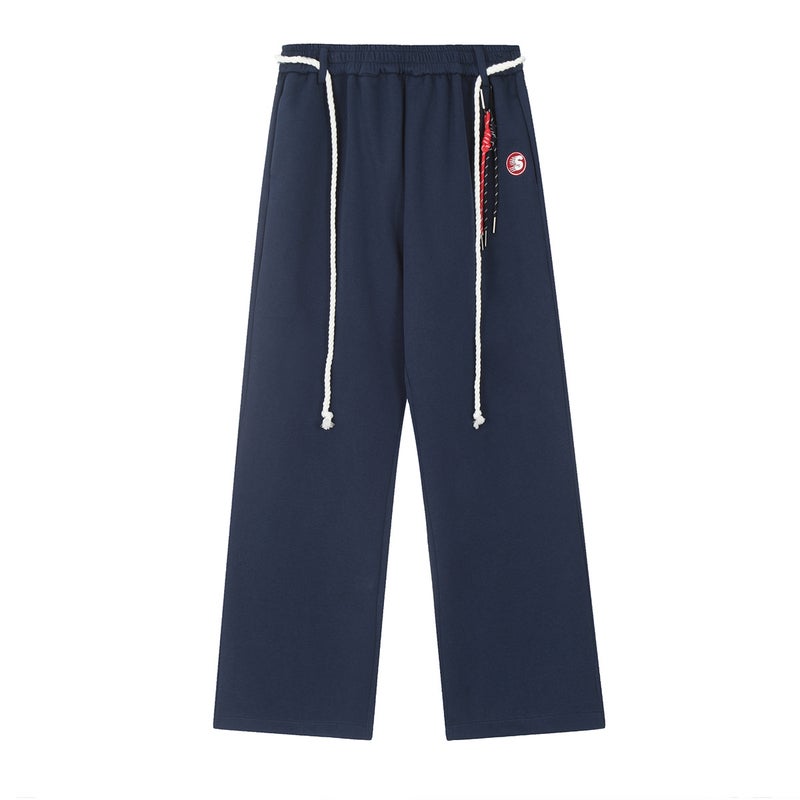 2024 American Style Retro Jennie Style Jazz Dance Hip-Hop Sports Pants Womens Straight Loose Street Dance Pants navy blue 