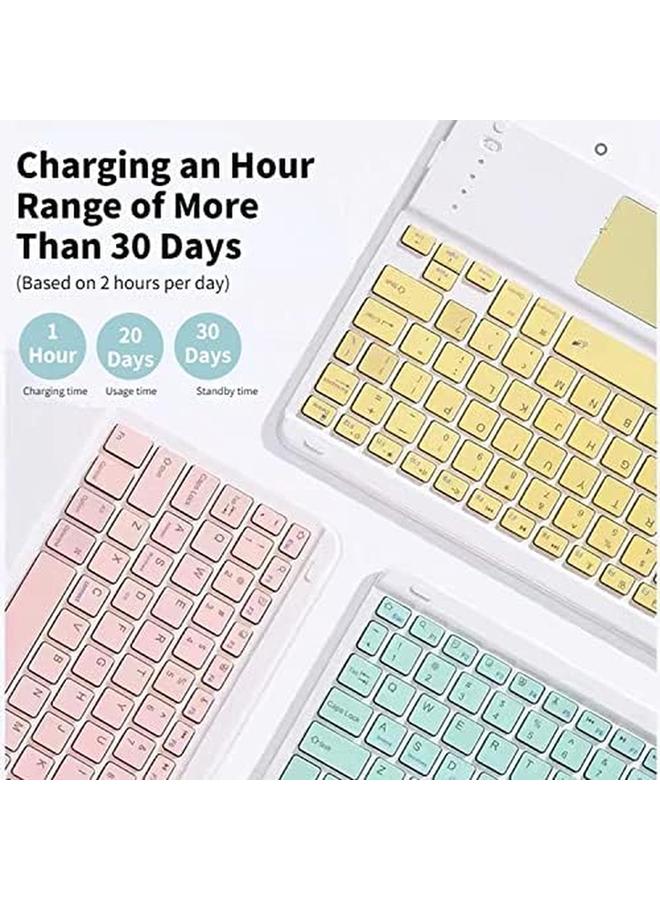 erorex Keyboard Case Flip Stand For 10.2 Inch 9Th Gen 8Th Gen 7Th Gen With Touch Pad Arabic And English Bluetooth Keyboard Smart Trackpad Detachable Wireless With Pencil Holder Ipad Cover (Pink)  - Image 2