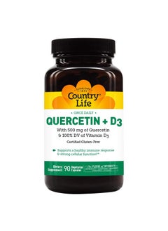Country Life Quercetin + Vitamin D3 With 500Mg Of Quercetin & 100% Daily Value Of Vitamin D3 30 Vegetarian Capsules Certified Gluten Free Certified Vegetarian  - Image 1