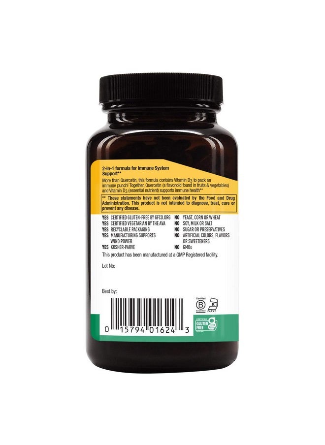 Country Life Quercetin + Vitamin D3 With 500Mg Of Quercetin & 100% Daily Value Of Vitamin D3 30 Vegetarian Capsules Certified Gluten Free Certified Vegetarian  - Image 4