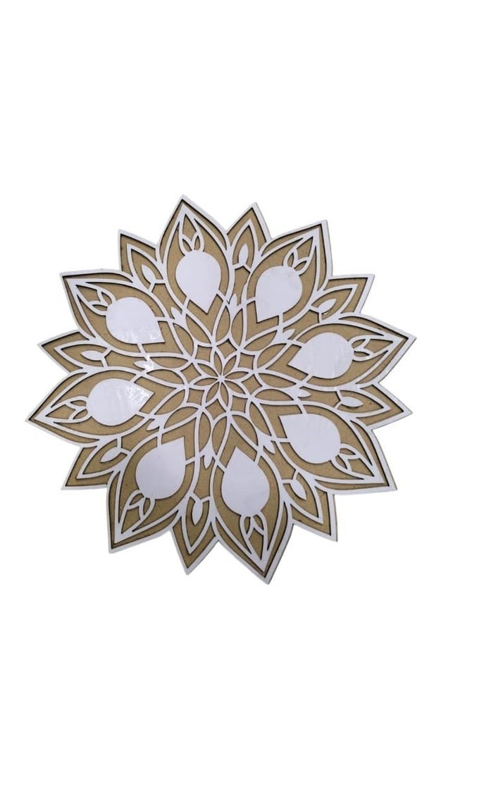 53ARTS REUSABLE MDF RANGOLI MAT WITH WOODEN BASE STENCILS BORDER FOR FLOOR HOME DECORATION POOJA DIWALI DECOR DIY