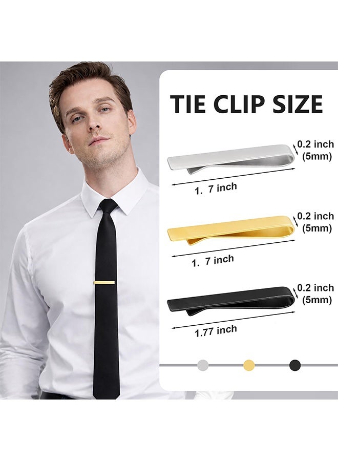 3 Pack Skinny Tie Clips for Men, Low Key Matte Black Elegant Tie Bar Necktie Pinch Clips for Business Meeting Wedding Graduation Anniversary Party - Image 4