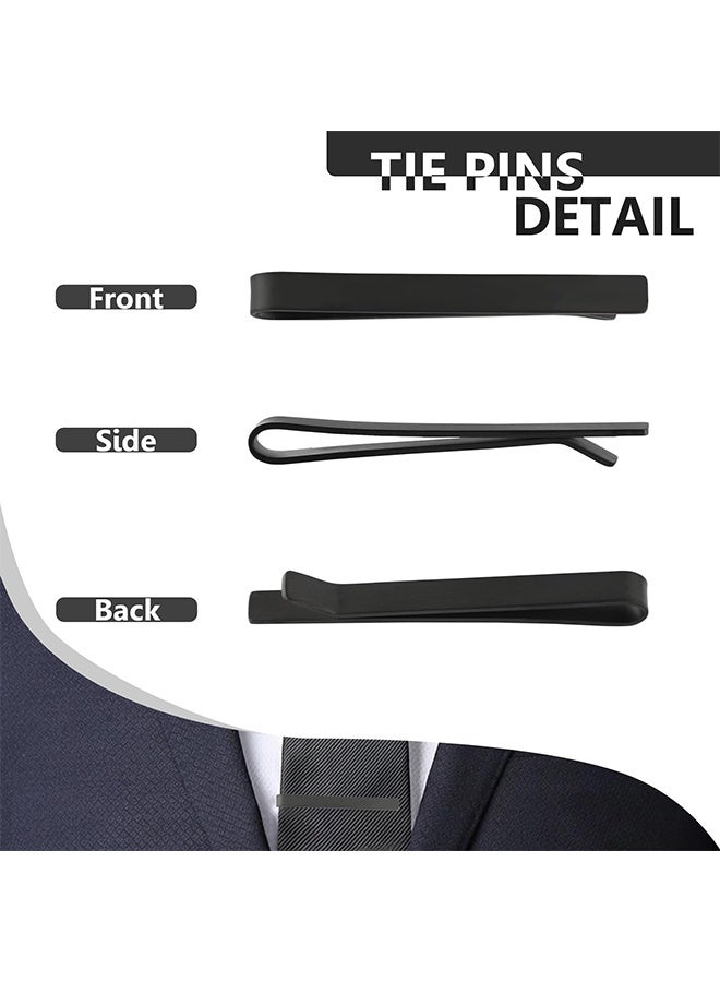 3 Pack Skinny Tie Clips for Men, Low Key Matte Black Elegant Tie Bar Necktie Pinch Clips for Business Meeting Wedding Graduation Anniversary Party - Image 3
