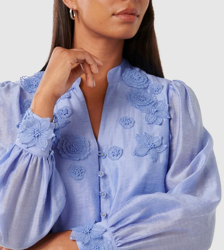 forever new  INDIGO Appliqued Long Sleeves Top for Women | Best Price UAE