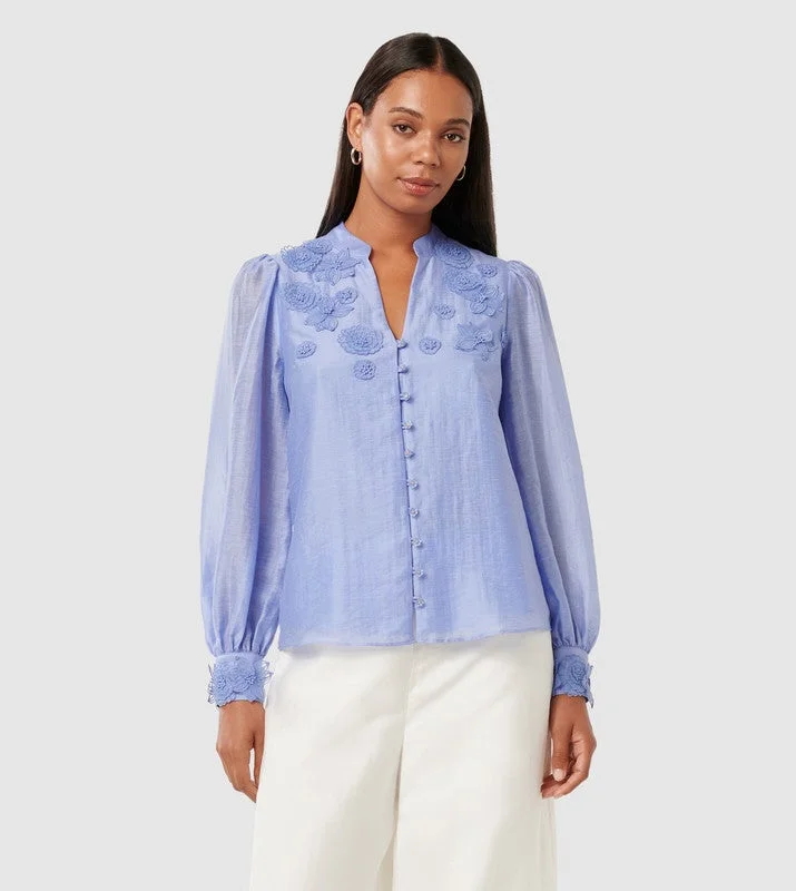 forever new INDIGO Appliqued Long Sleeves Top