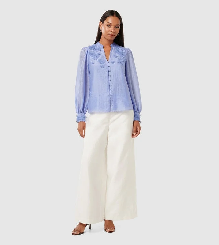 forever new INDIGO Appliqued Long Sleeves Top