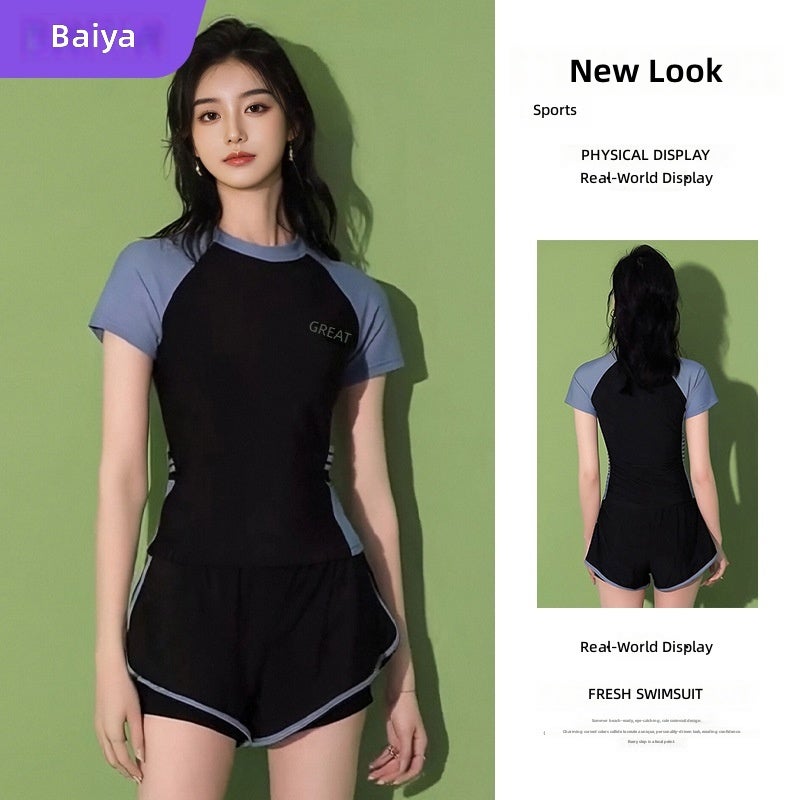 Women's Two-Piece Swimsuit Tummy Control Modest Sporty Swimwear for Students Hot Spring Beach – Multiple  Colors - Image 3
