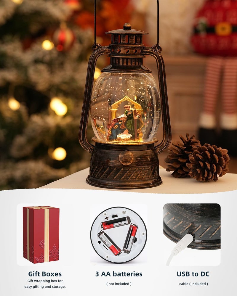 PEATOP Christmas Decorations Nativity Snow Globe,Musical Christmas Snow Globes Light Up Glitter 6H Timer Nativity Scene Religious Decor Gifts - Image 3