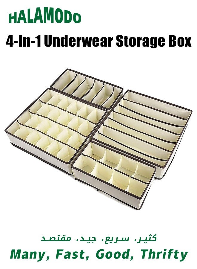 Halamodo 4 PCS Sock Organizer,Large Sock Drawer Divider, Underwear Storage 41 Cell Closet Organizers and Storage for Underwear, Socks, Bra, Handkerchiefs, Ties, Belts - Image 1
