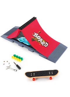 Excefore Finger Skateboard Ramp Set, Mini Finger Skateboard and Ramp Accessories Set, Props Deck Track Ultimate Park Set, Ramps Fingerskate Toy Set for Kids Birthday Gift (A)  - Image 1