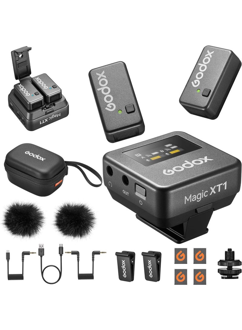 Godox Magic XT1-C 2-Person Wireless Microphone System with USB-C Adapter – 2.4 GHz Lavalier Mic for Android, Cameras & Devices - Image 1