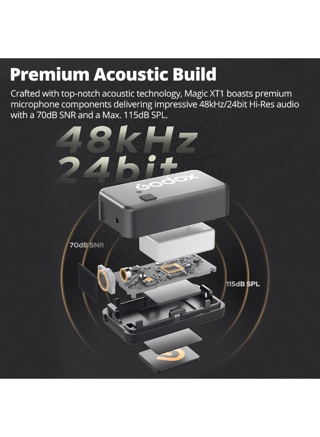 Godox Magic XT1-C 2-Person Wireless Microphone System with USB-C Adapter – 2.4 GHz Lavalier Mic for Android, Cameras & Devices - Image 3