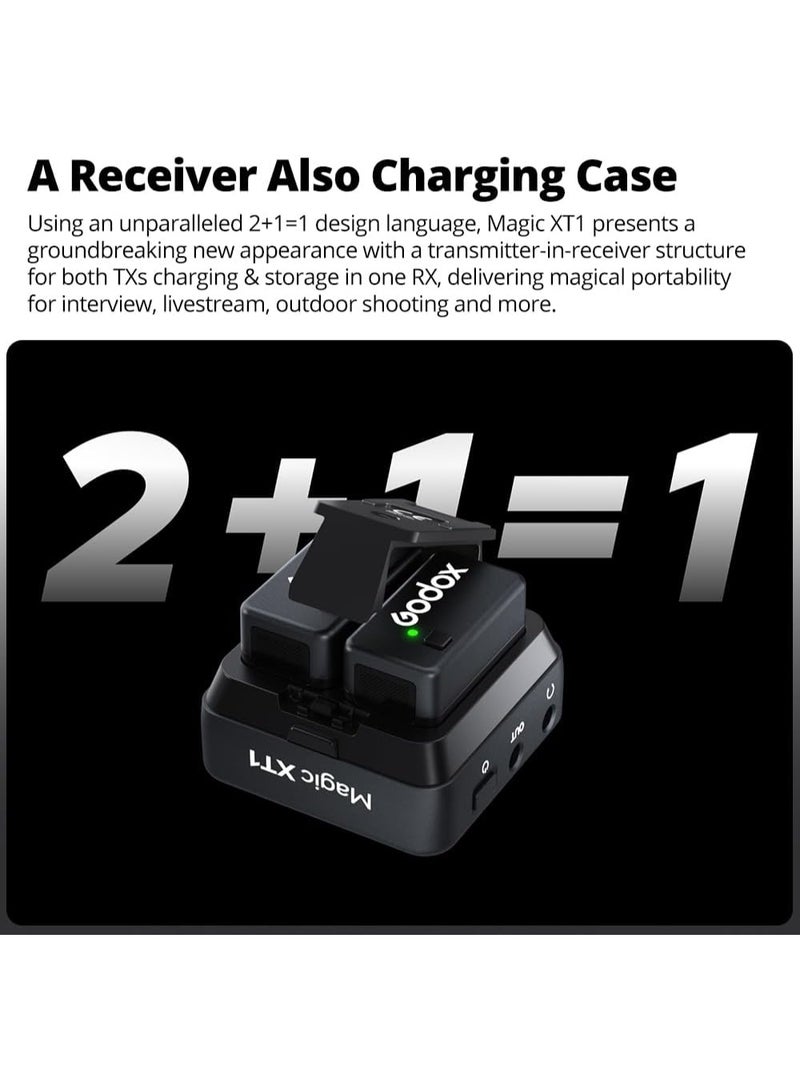 Godox Magic XT1-C 2-Person Wireless Microphone System with USB-C Adapter – 2.4 GHz Lavalier Mic for Android, Cameras & Devices - Image 2