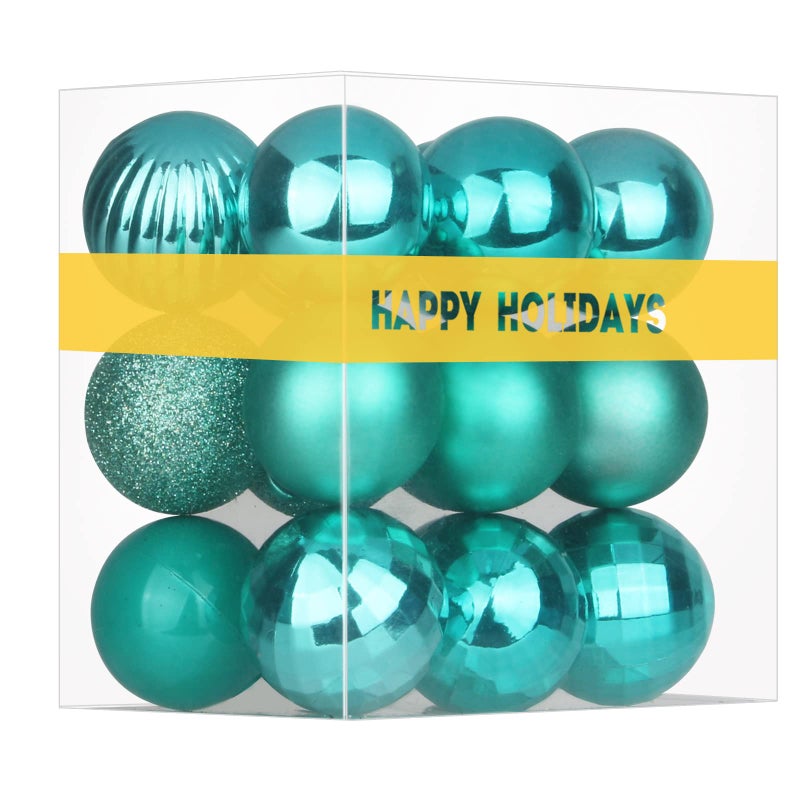 GameXcel Teal 2.5"" Christmas Balls Christmas Tree Decoration Ornaments Shatterproof Hanging Balls for Birthday Halloween Holiday Wedding Decorations Set of 18pcs - Image 1