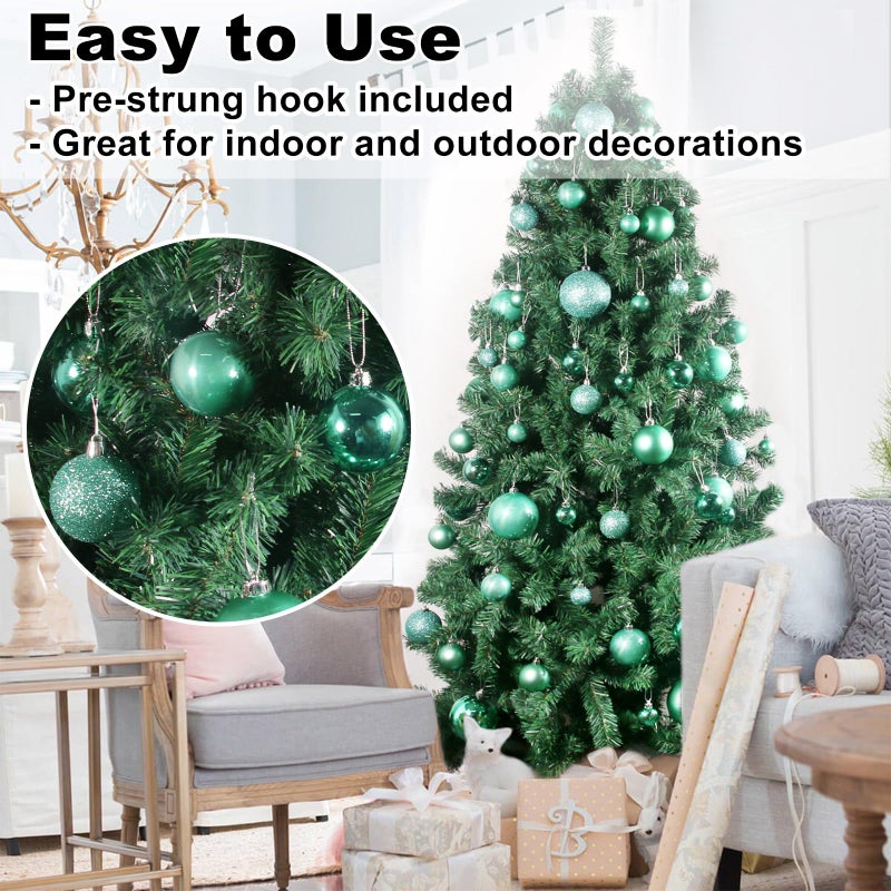 GameXcel Teal 2.5"" Christmas Balls Christmas Tree Decoration Ornaments Shatterproof Hanging Balls for Birthday Halloween Holiday Wedding Decorations Set of 18pcs - Image 5