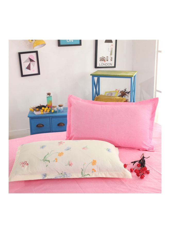 NIBEMINENT 3-Piece Printed Duvet Cover With Pillowcase And Fitted Sheet Set polyester Pink/Beige Single - Image 5