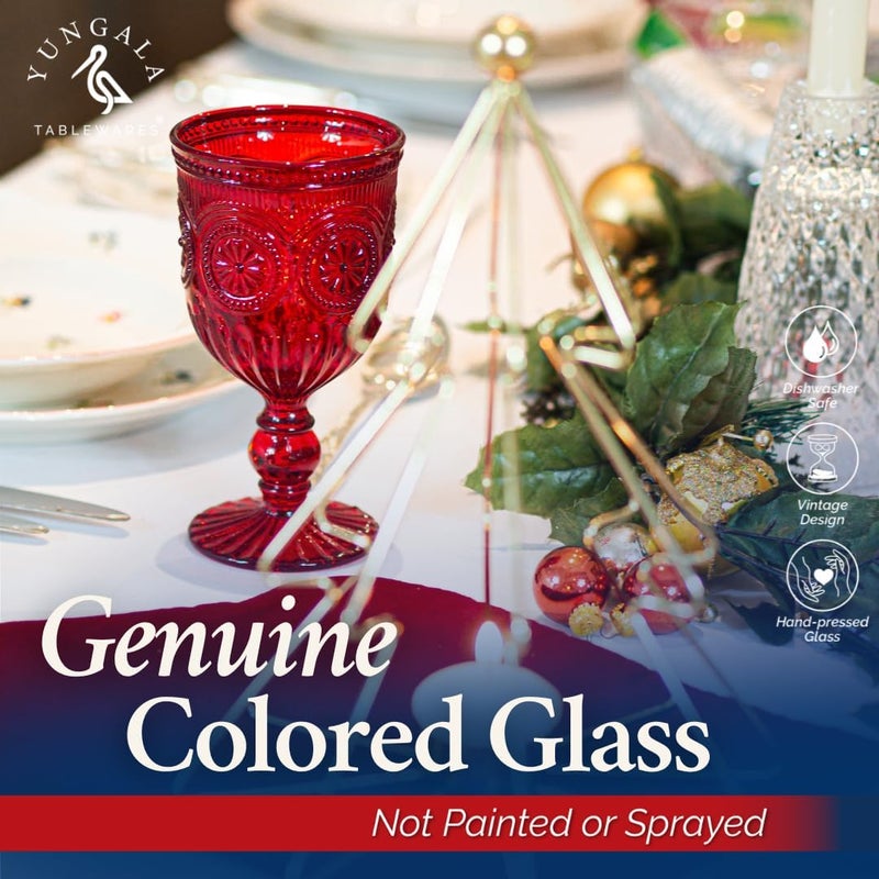 Yungala Red Goblets Set of 6 Hand Crafted Red Colored Wine Glasses for lovers of red glassware perfect for Valentines Day or Christmas Wine Glasses - Image 5