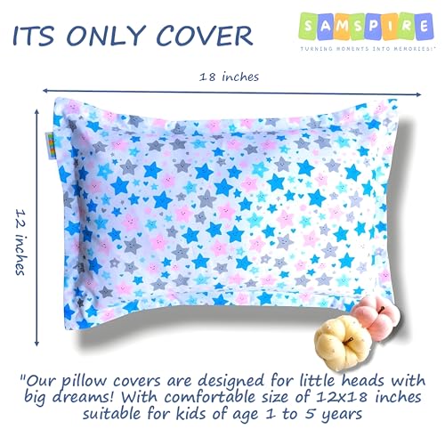 SAMSPIRE 100% Organic Cotton Kids Pillow Covers only, Size 12x18 inches, Suitable for Kids of 1 to 6 Year, Set of 2 (Star-Kid-COV) - Image 2