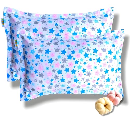 SAMSPIRE 100% Organic Cotton Kids Pillow Covers only, Size 12x18 inches, Suitable for Kids of 1 to 6 Year, Set of 2 (Star-Kid-COV) - Image 1