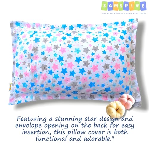 SAMSPIRE 100% Organic Cotton Kids Pillow Covers only, Size 12x18 inches, Suitable for Kids of 1 to 6 Year, Set of 2 (Star-Kid-COV) - Image 5