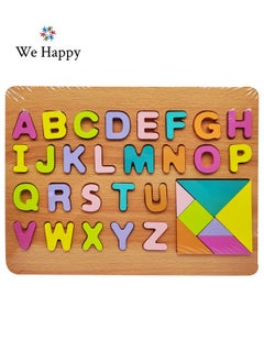 We Happy 62 Pieces Wooden Learning ABC 123 Puzzle, Early Education Activity Numbers Alphabets Board Toy for Toddlers  - Image 2