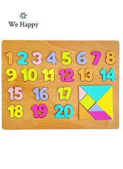 We Happy 62 Pieces Wooden Learning ABC 123 Puzzle, Early Education Activity Numbers Alphabets Board Toy for Toddlers  - Image 3