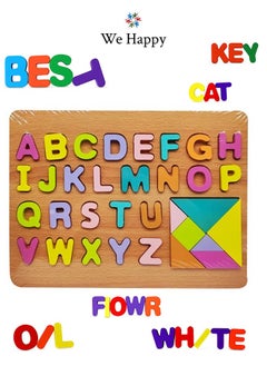 We Happy 62 Pieces Wooden Learning ABC 123 Puzzle, Early Education Activity Numbers Alphabets Board Toy for Toddlers  - Image 5