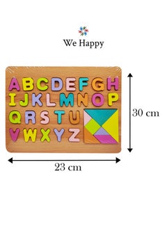 We Happy 62 Pieces Wooden Learning ABC 123 Puzzle, Early Education Activity Numbers Alphabets Board Toy for Toddlers  - Image 4